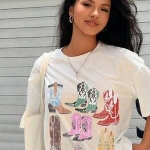 Colorful Cowboy Boot Shirt, Western Graphic T-shirt, These Boots Coastal Cowgirl